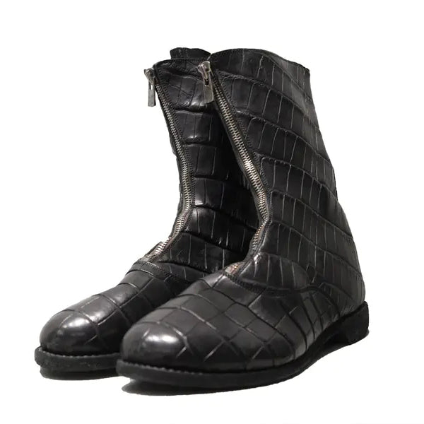guidi front zipper military boots black 310M MEN